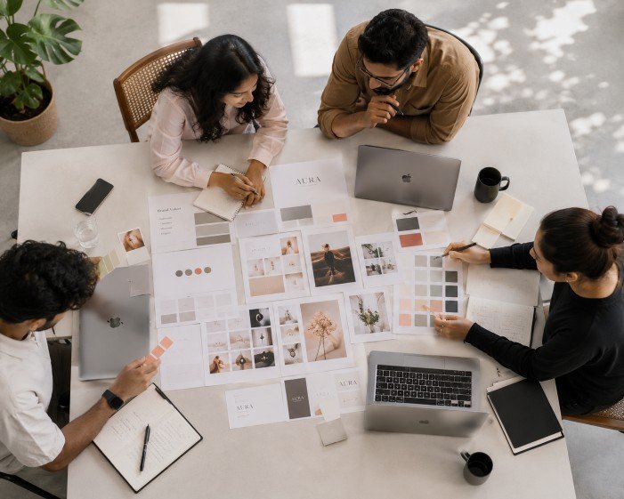 AHAM MEDIA creative team collaborating on brand strategy and design